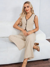 Women's V-Neck Single-Breasted Vest And Pants Casual 2 Piece Set